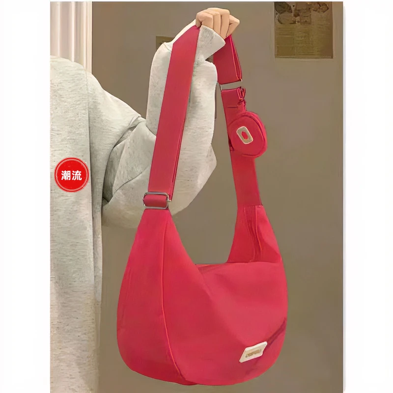 ins风大容量帆布包时尚潮包森系文艺饺子韩系复古老花单肩水桶包