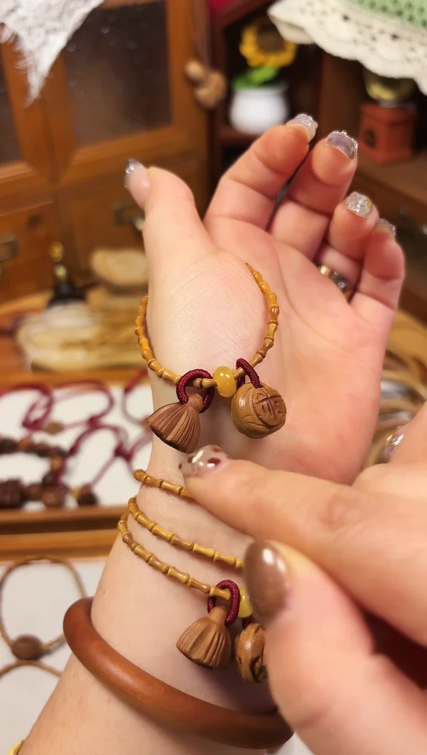 手串桃核竹节手串  福运连连 福字加莲蓬 备注手围