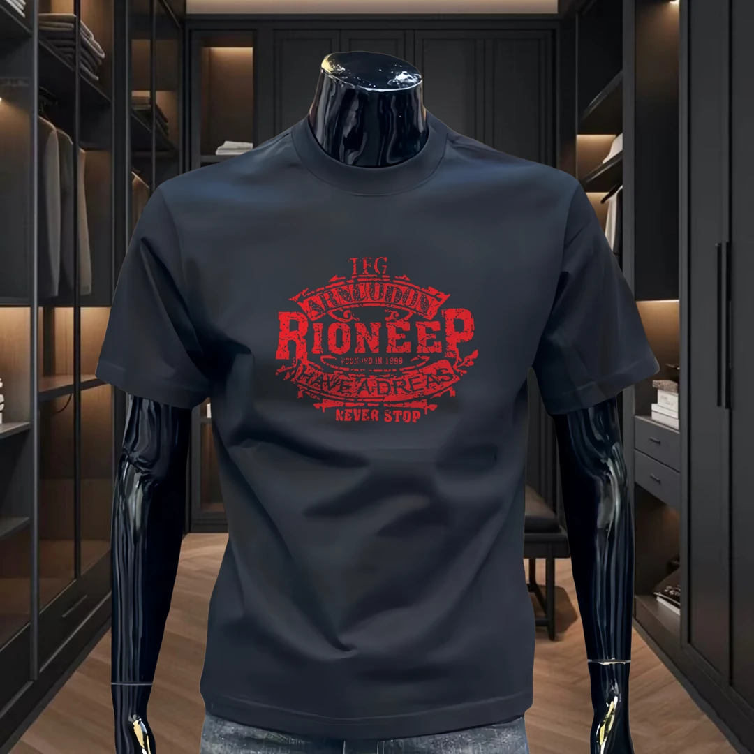 潮牌男士纯棉短袖T恤美式复古印花时尚百搭半袖宽松休闲痞帅男装