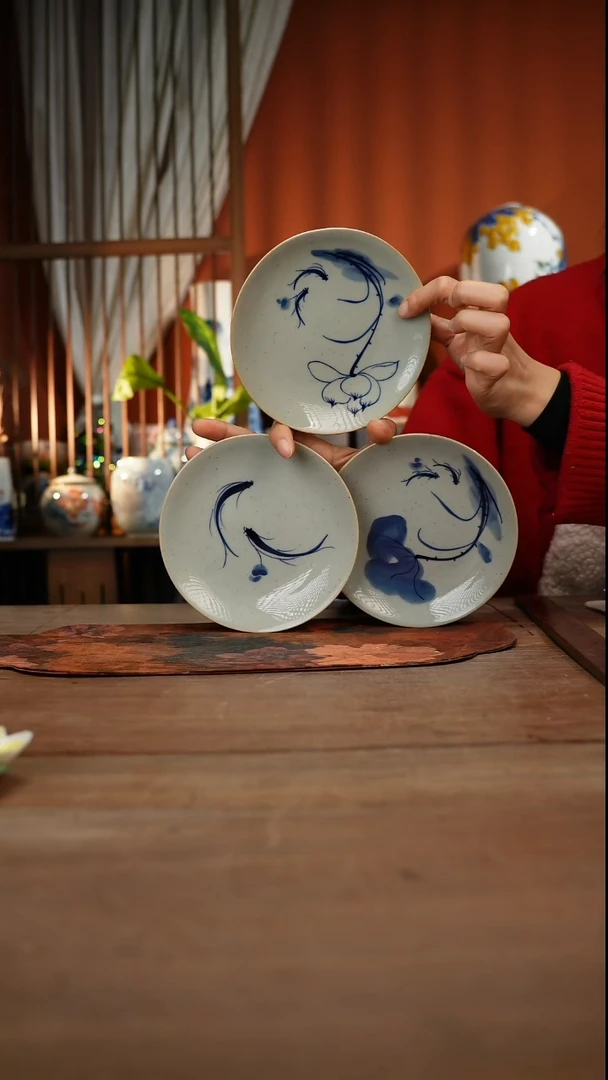 当代高温釉下彩手绘陶瓷餐具