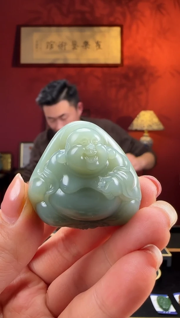 未镶嵌和田玉挂件碧玉弥勒佛l176