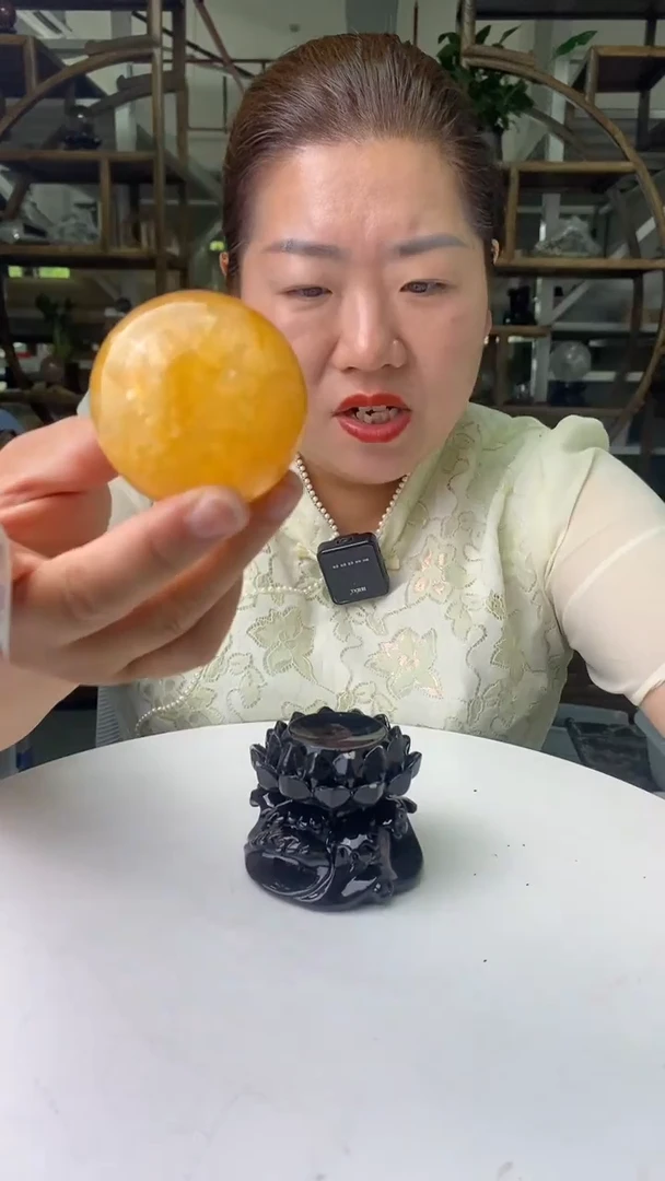 水晶珠宝半成品未镶嵌黄胶花球D395