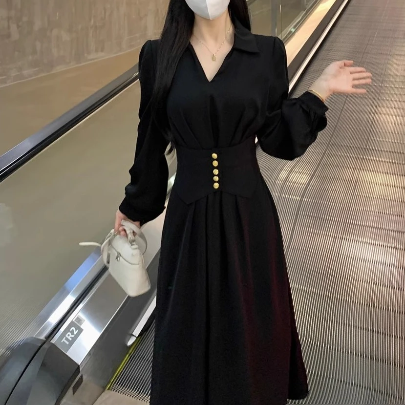轻熟风法式连衣裙女秋季新款高级感女神范气质收腰显瘦裙子W0053L