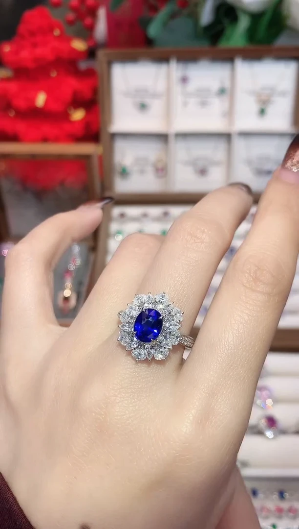 戒指蓝宝石18K金镶嵌2.09ct/天然宝石/七天无理由