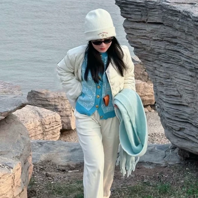 95新 GUCCI/古驰 DW0205 logo提花满印羊毛外套 L码