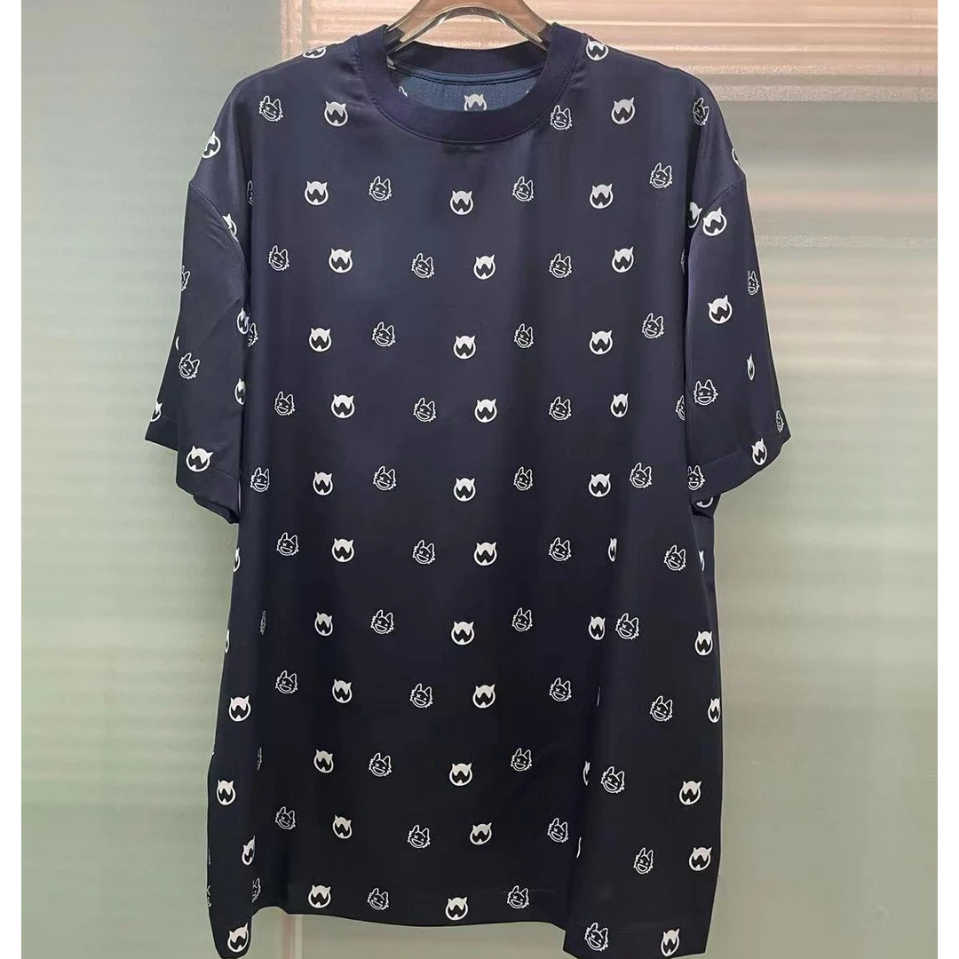 现货-【MQ满印小怪兽藏青T恤】2025夏新品圆领短袖宽松上衣女