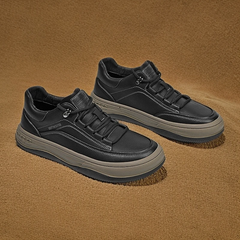 七匹狼黑色鞋子男款新款正品男士休闲鞋百搭轻便软底男鞋3744