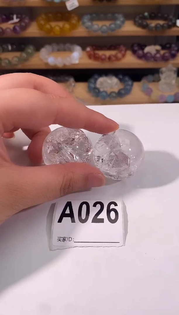 水晶手链未镶嵌A026白水晶球34+多样性发一