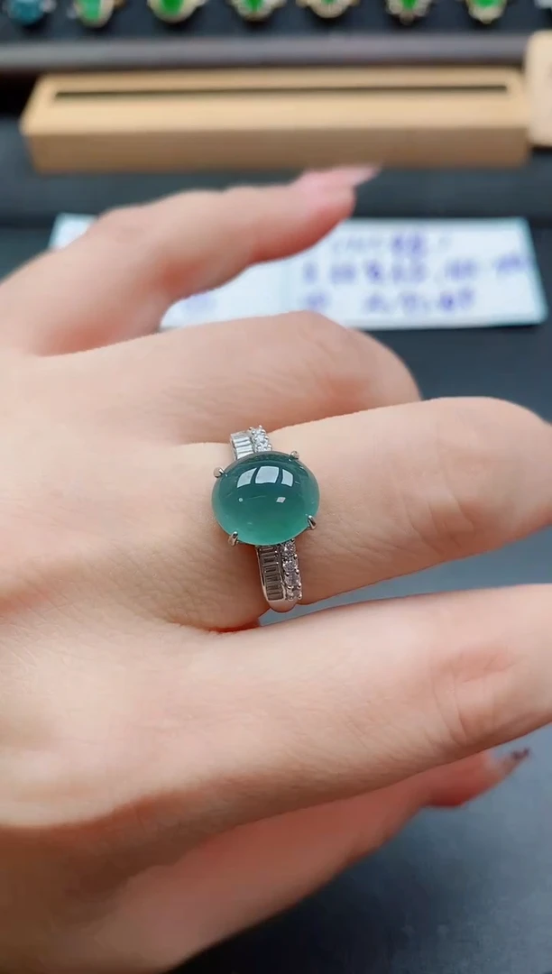 银S925镶嵌戒指翡翠1