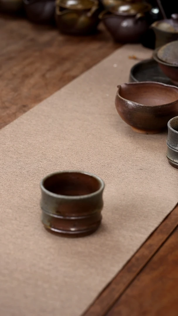 茶壶紫砂微瑕 柴烧竹节杯大号