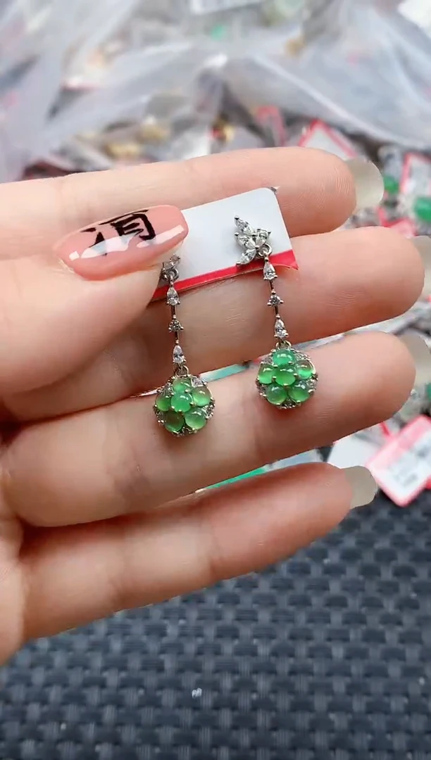 银S925镶嵌戒指翡翠天然A货缅甸翡翠