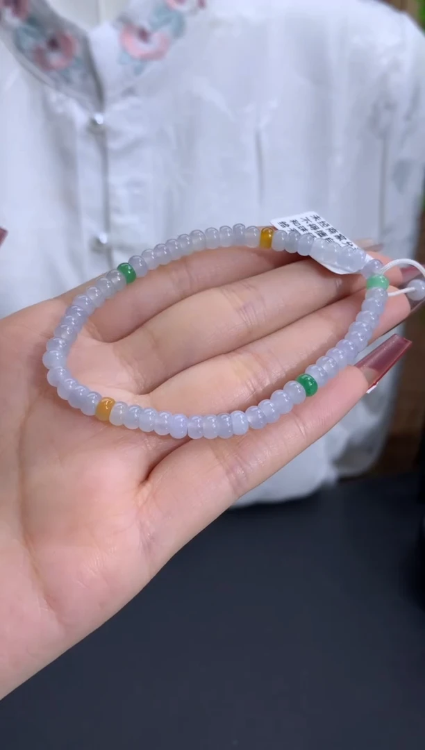 【闪购商品】翡翠手链未镶嵌淡淡淡紫 卡4.8mm