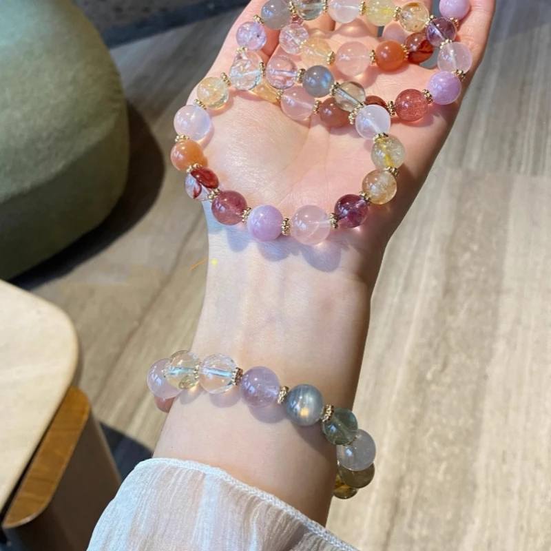 彩虹仙女款多宝手链DIY灰月光石糖果色福意绵延水晶多样性发一