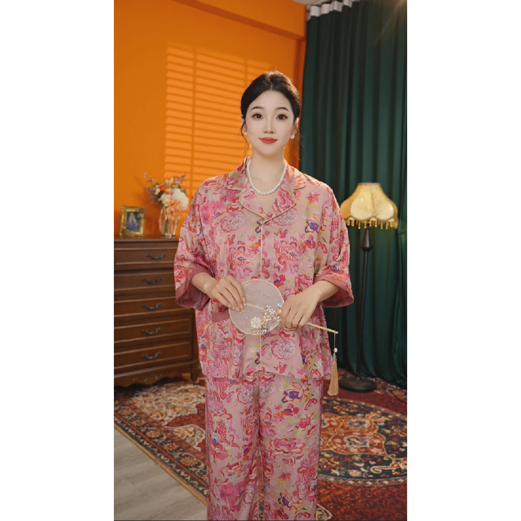 （锦绣芳华）新款高端可外穿休闲家居服大码轻奢睡衣家居服QM-85681
