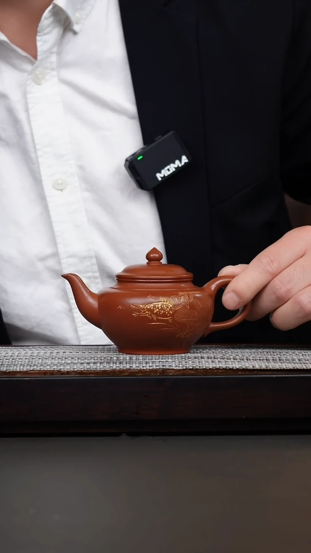 茶壶紫砂赵庄鹅黄朱泥刻绘笑樱