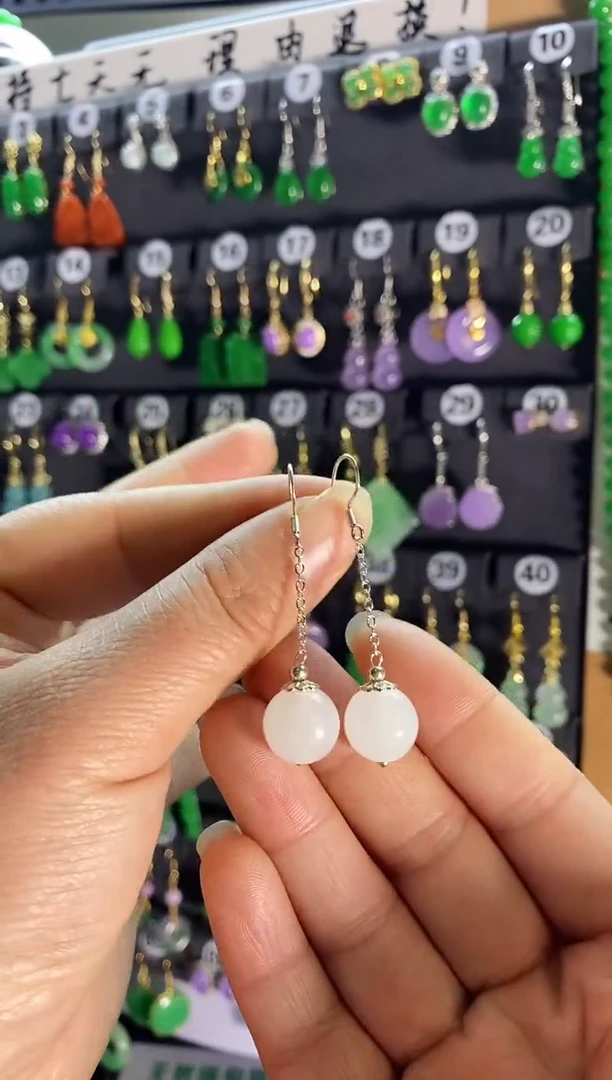 【闪购商品】和田玉耳饰银S925镶嵌022