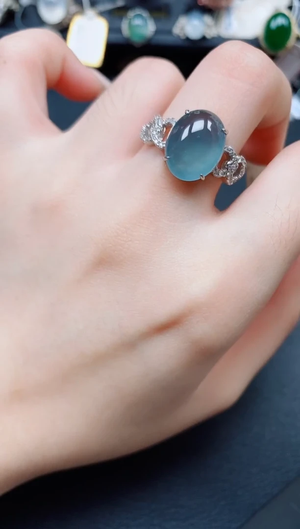 银S925镶嵌戒指翡翠翡翠