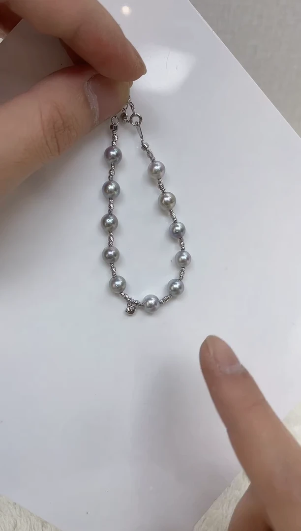 银S925镶嵌海水珍珠手链