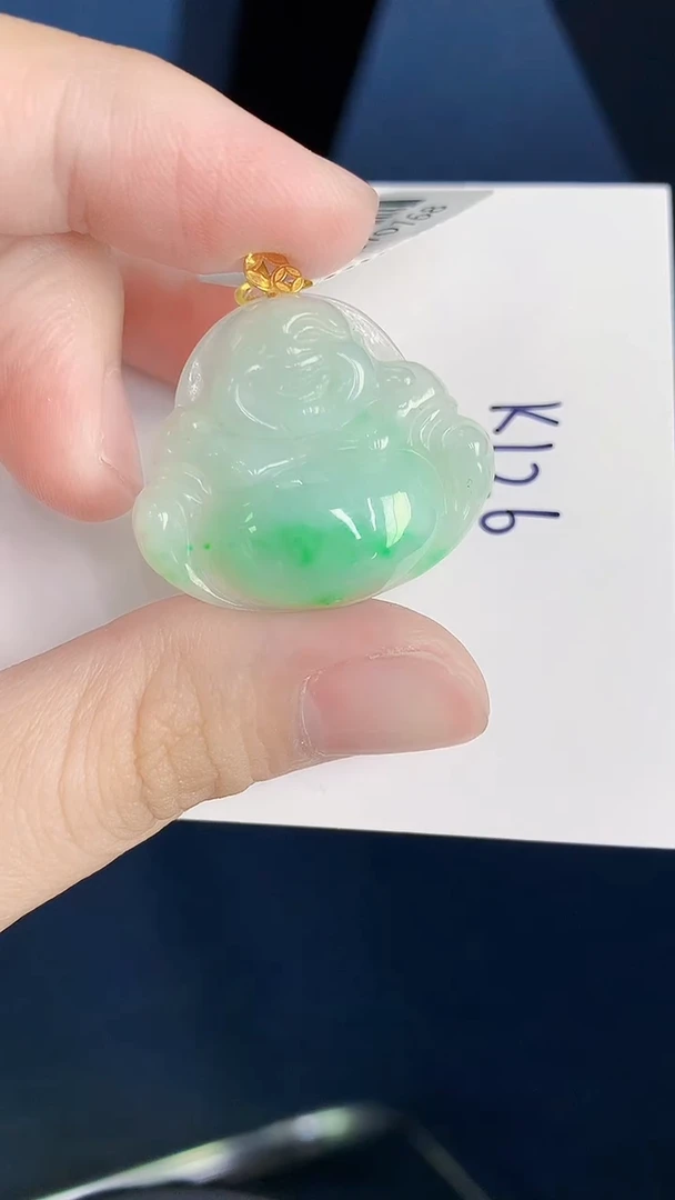 颈饰18K金镶嵌翡翠天然翡翠缅甸A货