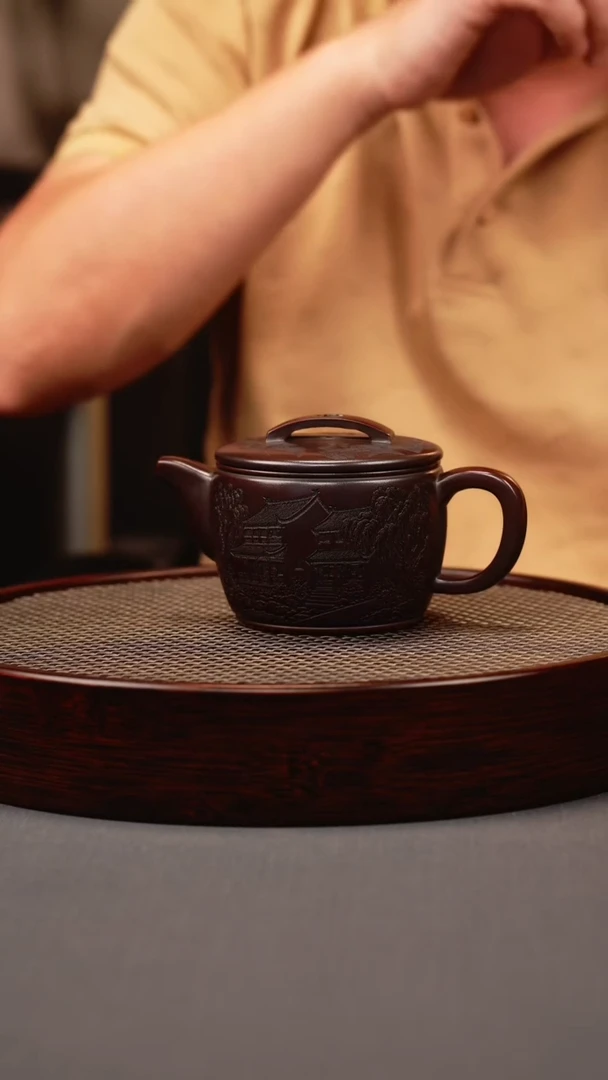 茶壶紫砂古红泥 汉瓦 江南