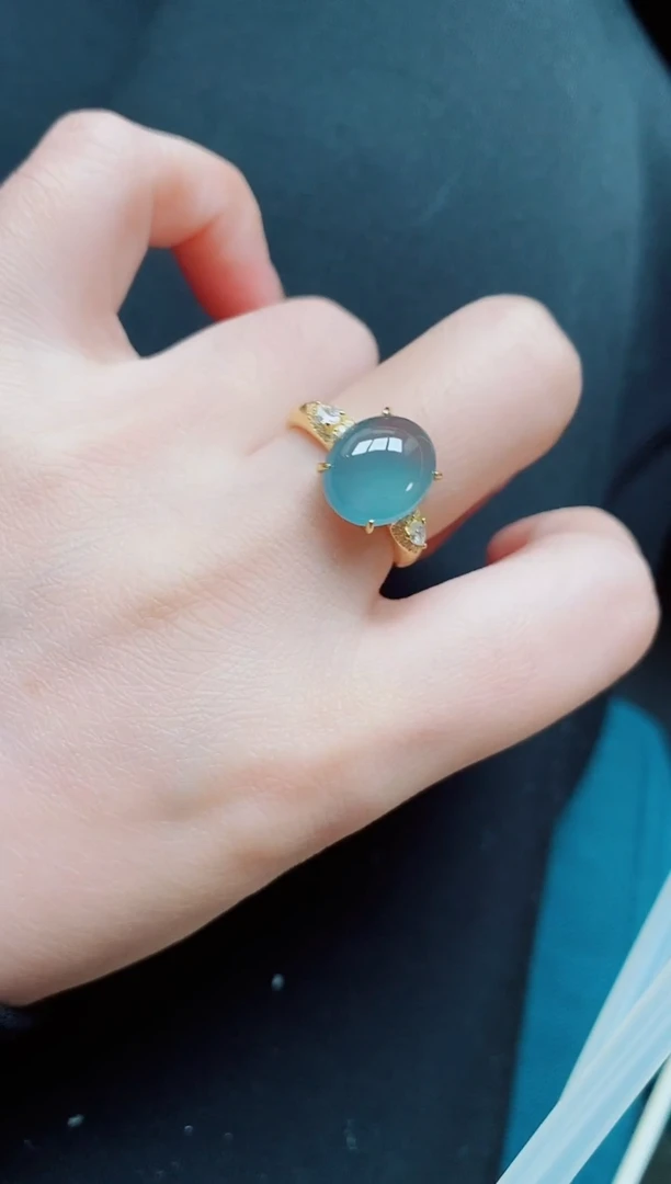 【闪购商品】翡翠戒指银S925镶嵌天然a货翡翠1013