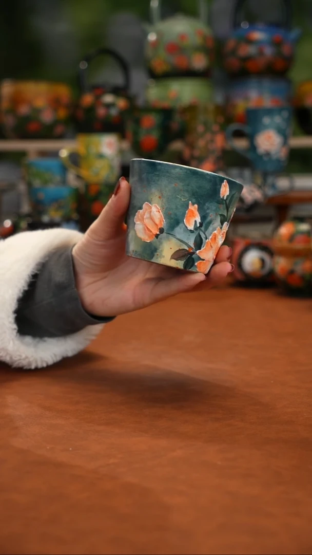 紫砂油画手绘釉下彩