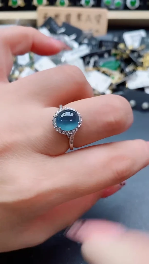 银S925镶嵌戒指翡翠1