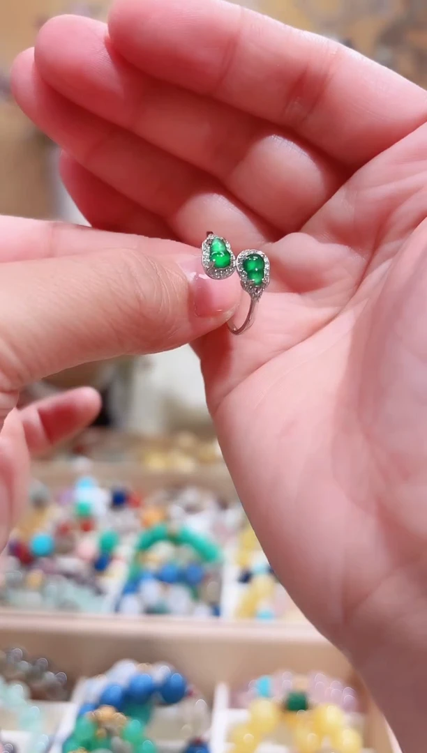 银S925镶嵌戒指翡翠戒指设计款