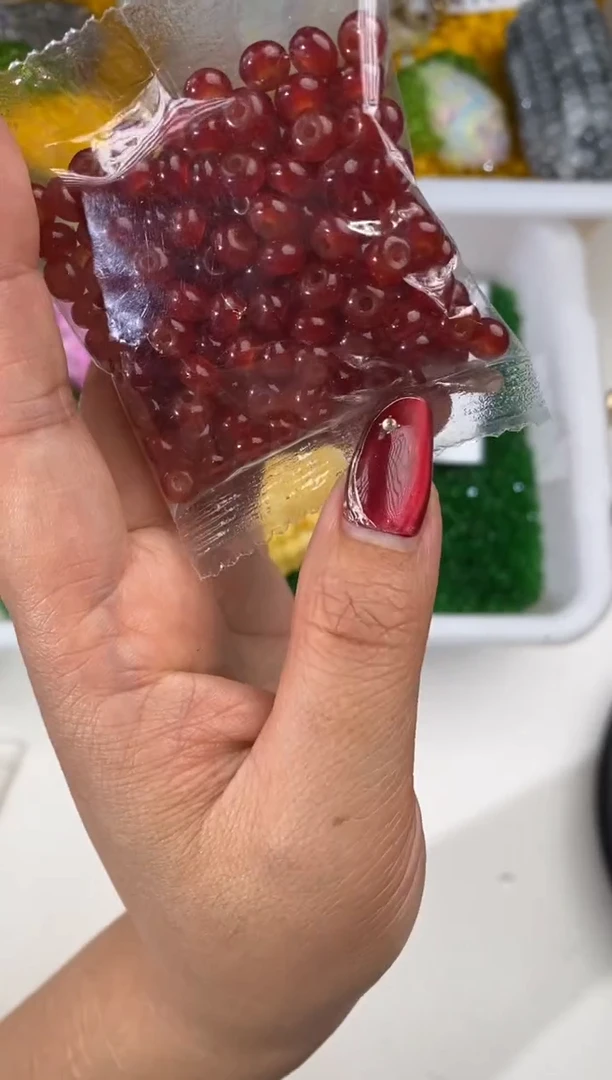 玻璃2142卡6算盘珠300颗红玉