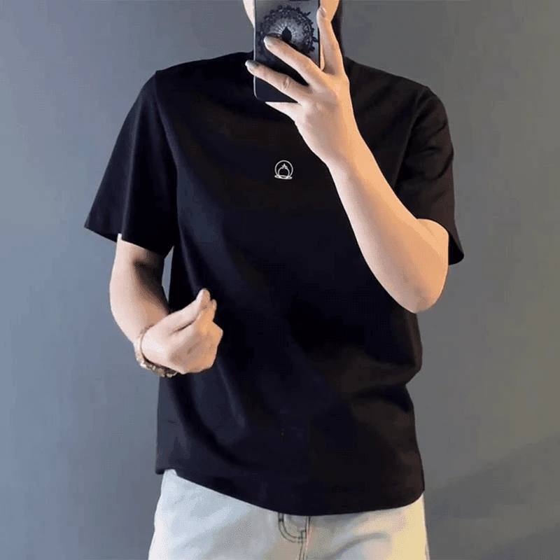 夏季新款短袖圆领印花短袖T恤男士时尚简约休闲半袖百搭体恤上衣