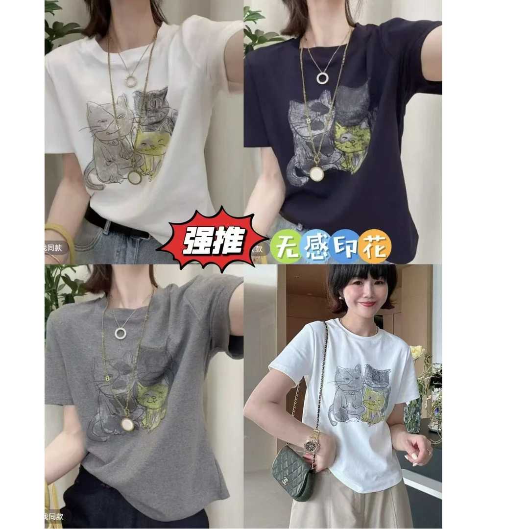 王永家~夏款猫咪印花简约短袖T恤200136