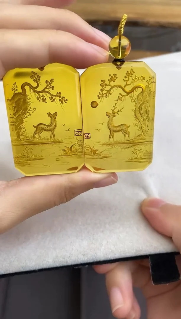 裸石琥珀未镶嵌10927032-吊坠俩个
