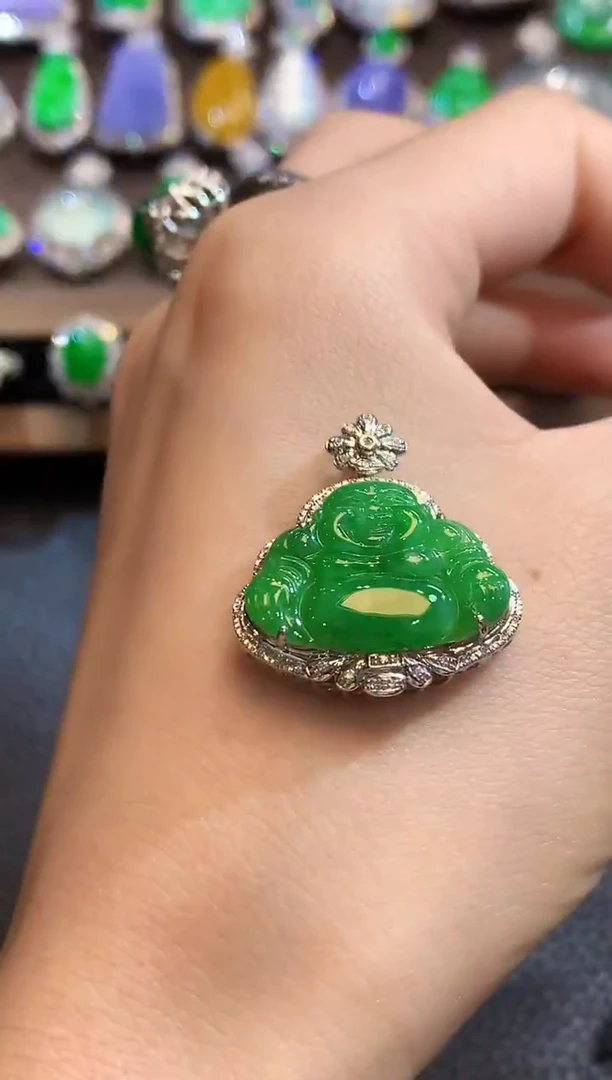 吊坠(不含链)18K金镶嵌翡翠a25