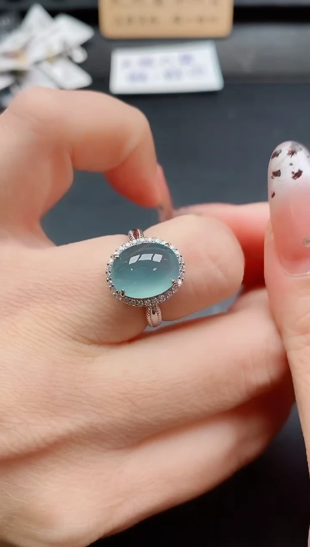 银S925镶嵌戒指翡翠1