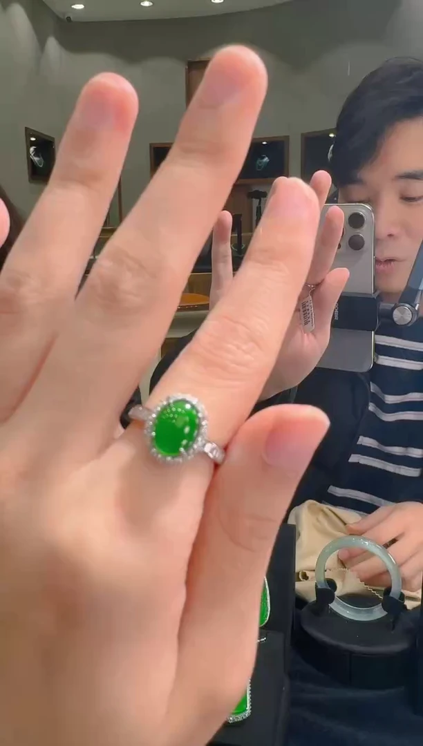 【闪购商品】翡翠戒指银S925镶嵌天然翡翠A货多样性发一件