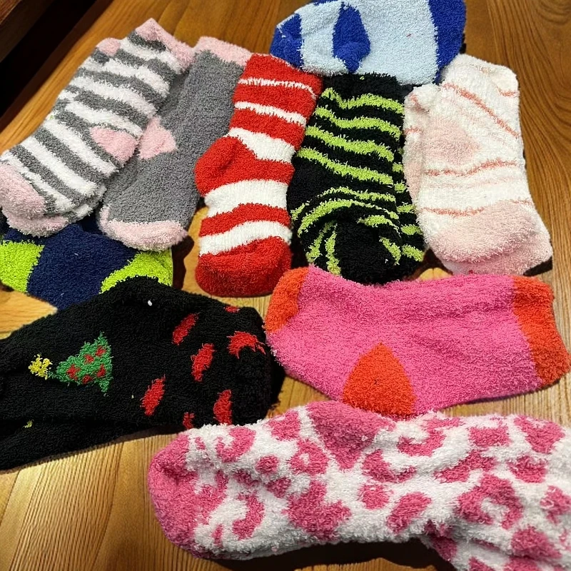 混搭 儿童 毛毛袜 毛绒袜  毛巾袜