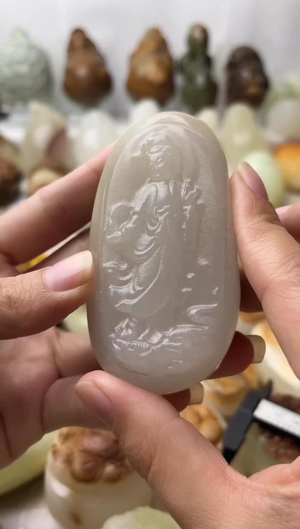 石材古青石棉纹正常不退换观音微瑕