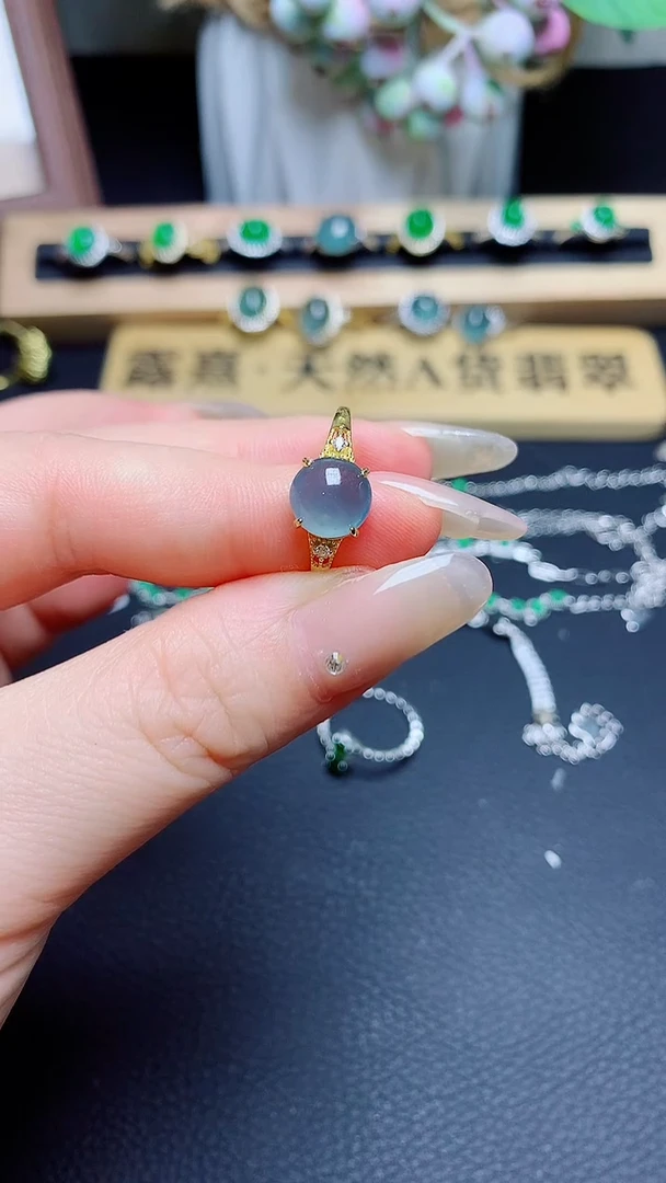 翡翠戒指银S925镶嵌 天然翡翠A货s925银镶