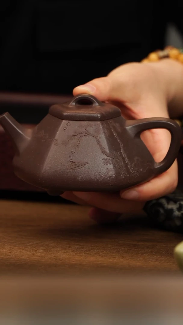 茶壶紫砂六方石瓢  底槽清