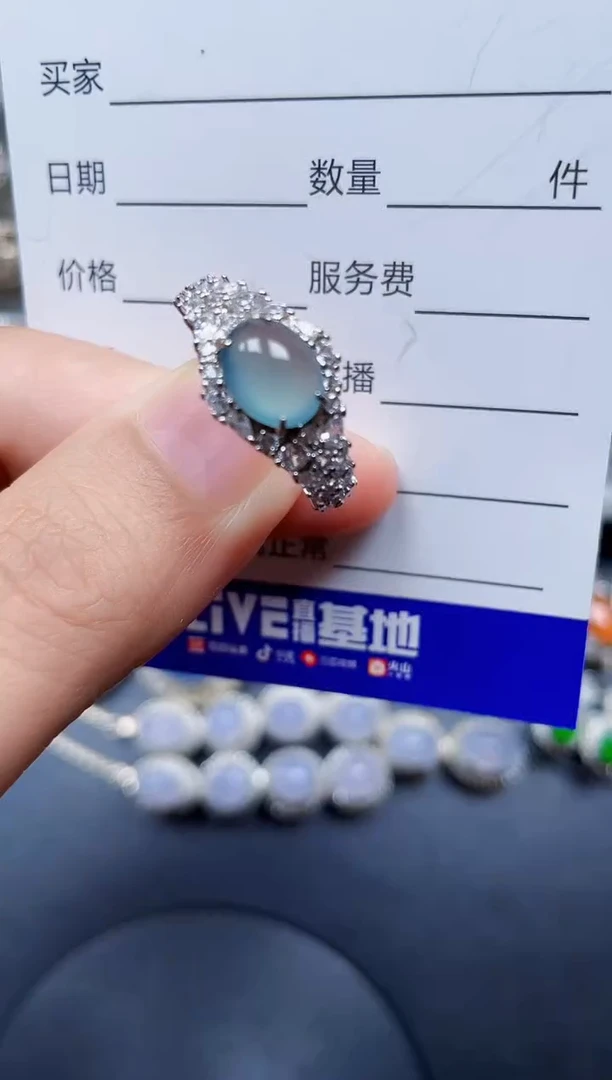 银S925镶嵌戒指翡翠224