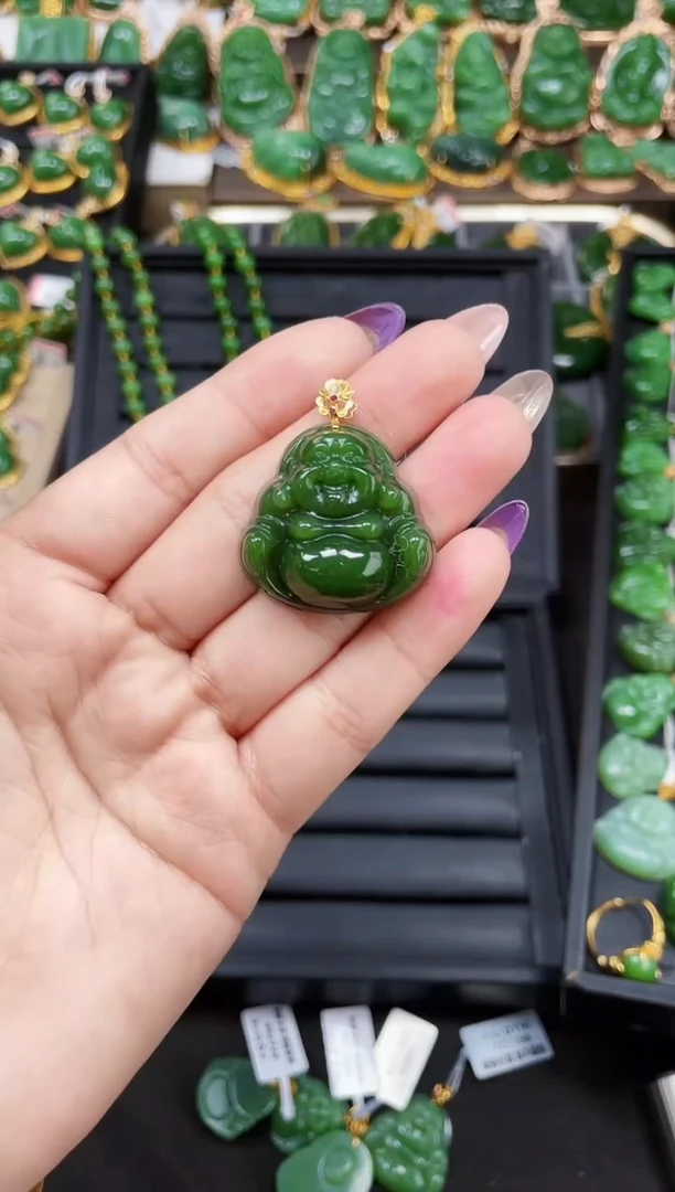 【闪购商品】和田玉吊坠18K金镶嵌多样性发一