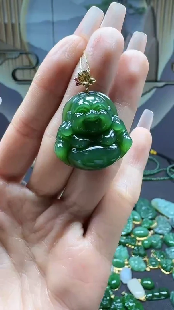 【闪购商品】和田玉挂件18K金镶嵌1