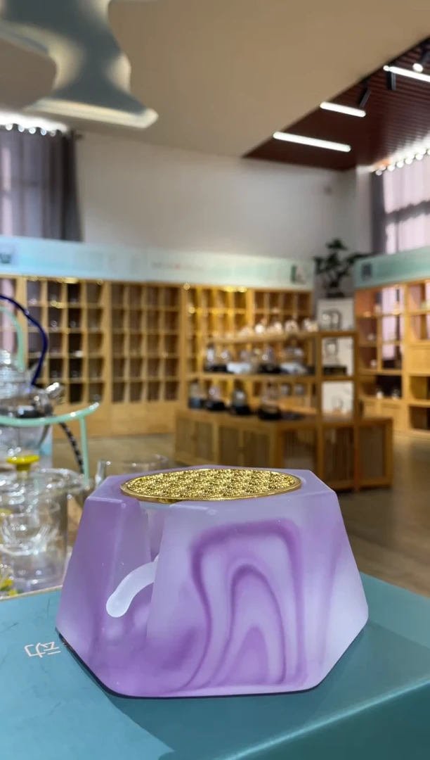 手工艺品玻璃琉璃温茶器紫色磨砂