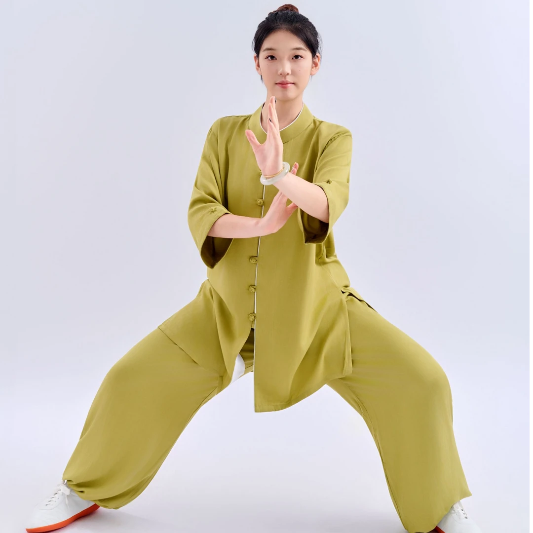 一举成功春夏冰爽棉质男女同款太极服立领小扣短袖太极拳练功表演