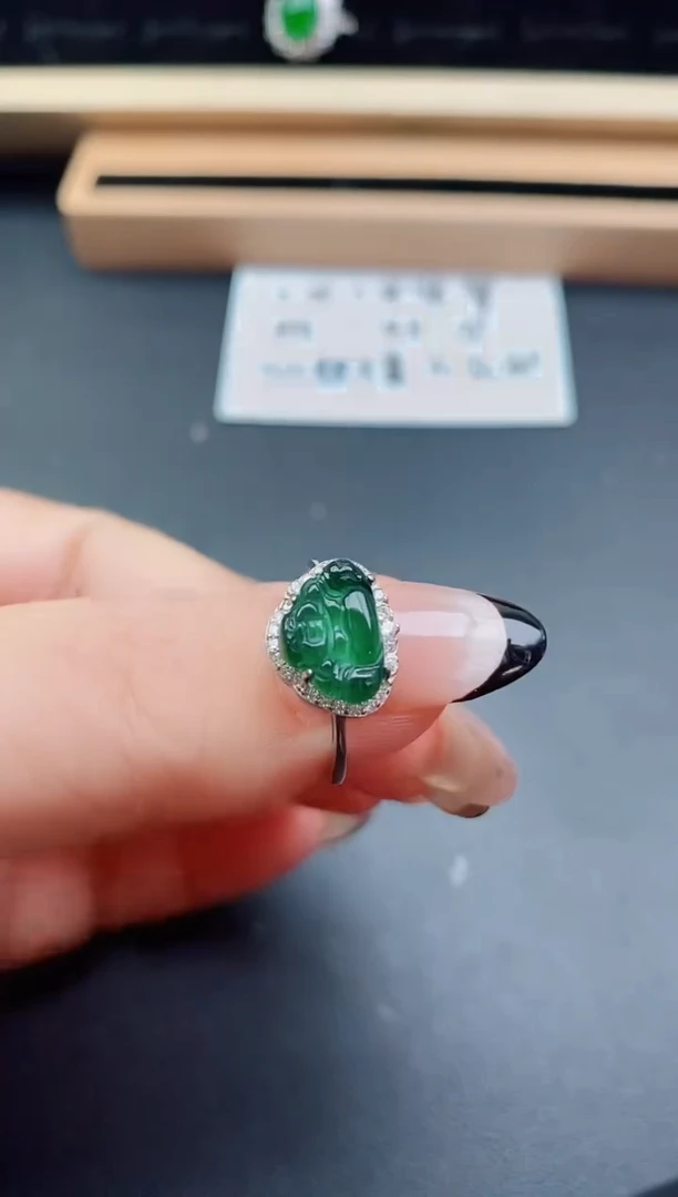 翡翠戒指银S925镶嵌1