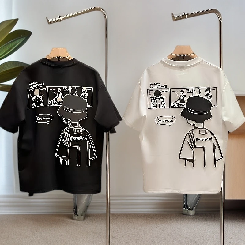 【100%纯棉】男童短袖t恤趣味动漫新款上衣夏季中大童宽松男孩半袖