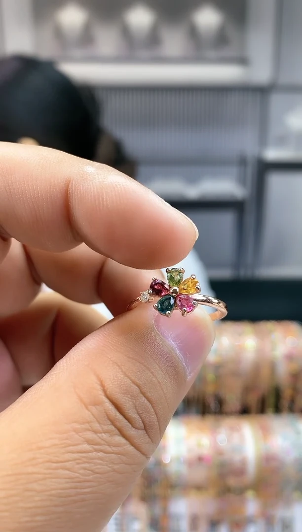 银S925镶嵌戒指碧玺155615611515665