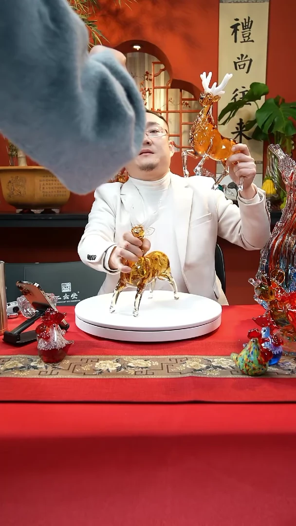 手工艺品琉璃鹿一对