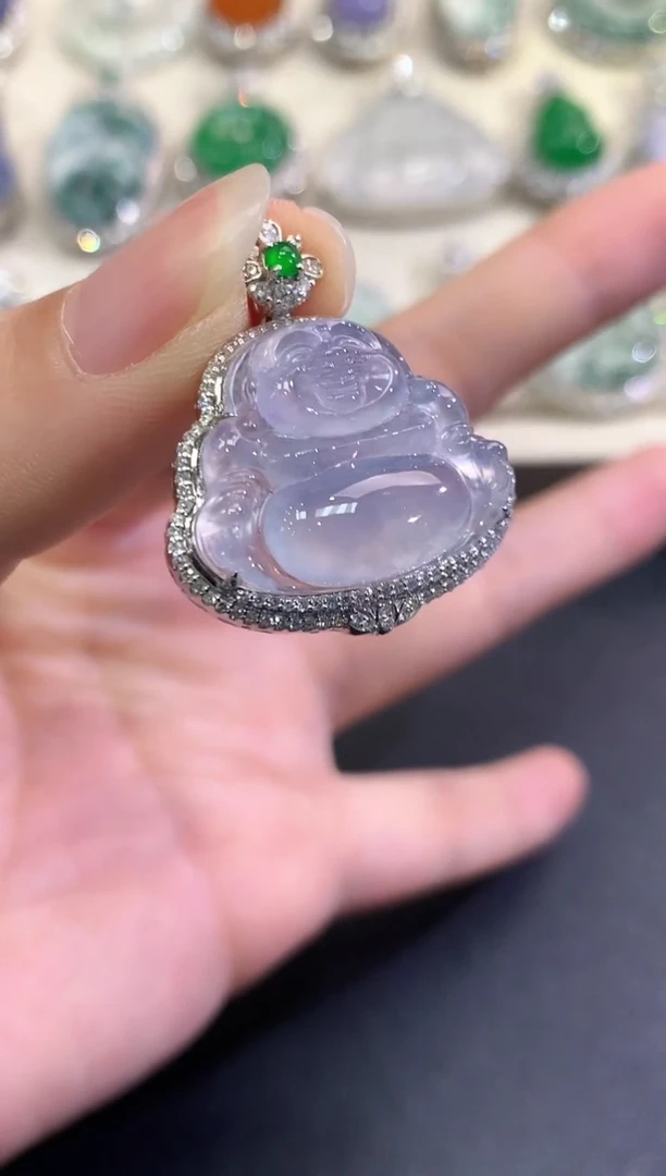 【闪购商品】翡翠颈饰18K金镶嵌B77  紫货有色差