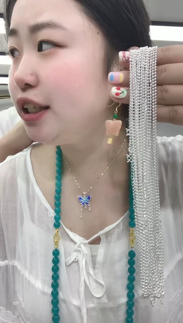 0735亮银色豆豆链